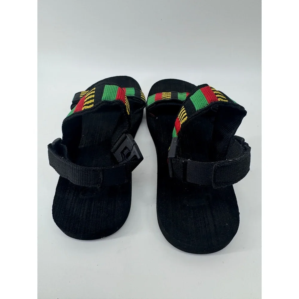 Reef Rasta Sandals Mens 8 Black Red Yellow Green